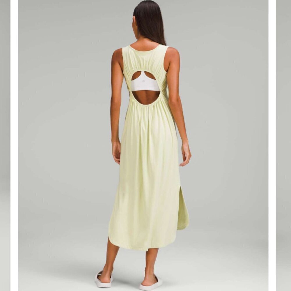 lululemon athletica Light Yellow/Green  Midi Dress with Cutout Back